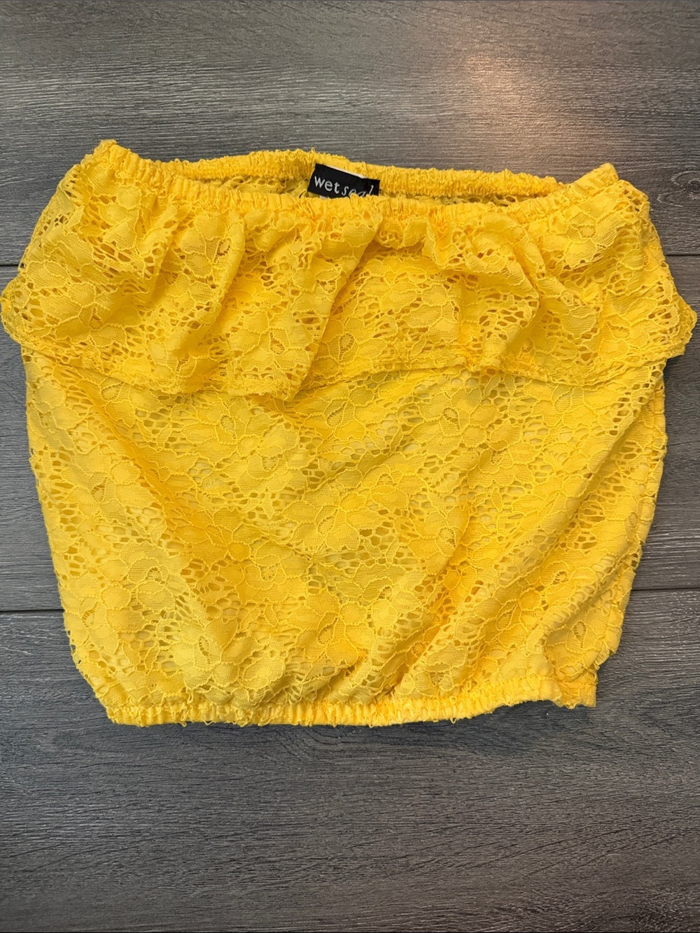 Wet Seal Yellow Lace Strapless Tube Top